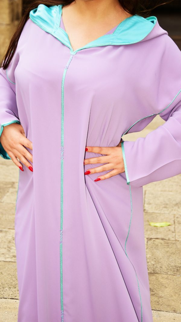 Jellaba - Moroccan Seamstress Barshman Lavender and Aqua Blue - Image 2